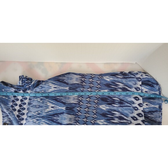 New Directions Women’s Shirt XL Blue White Cold Shoulder Blouse Top Boho Dressy - Picture 9 of 11